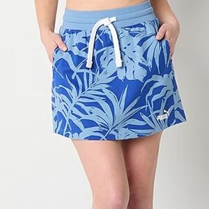 Puma Women's Mid Rise Midi Active A-Line Tropical Print Skirt Blue Size XL